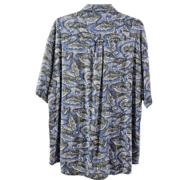 Columbia Fish Graphic Men’s Size Medium Outdoor Short Sleeve Button Down Shirt - Picture 10 of 16